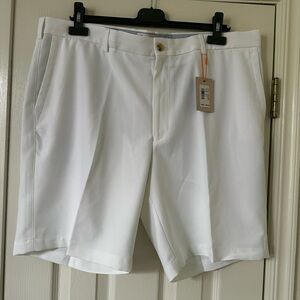 Peter Millar White Flat Front Shorts